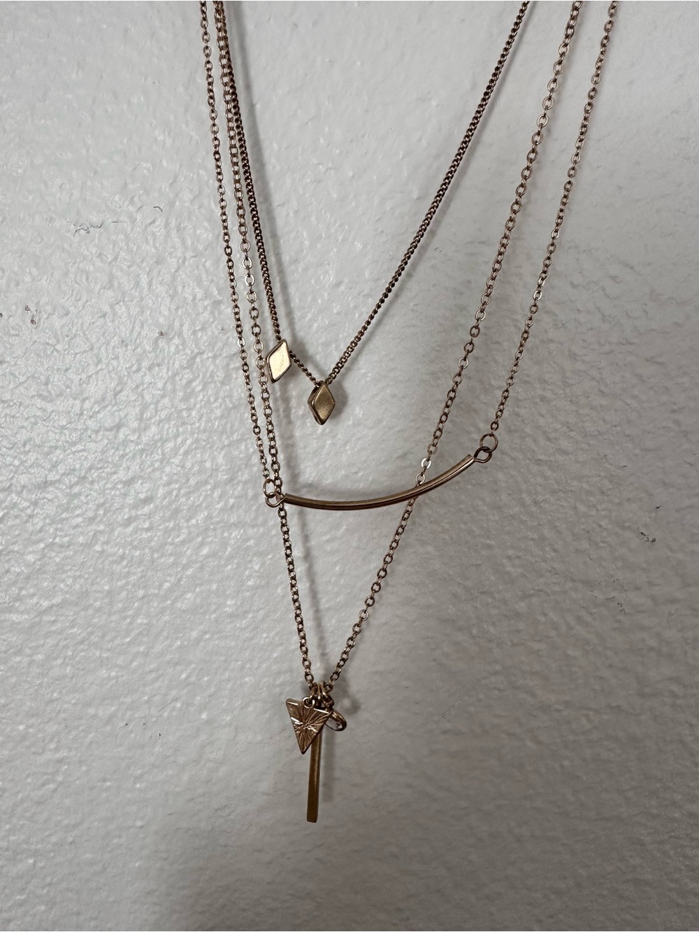 Triple-Layer Bar Necklace in Gold Tone - Picture 2 of 3